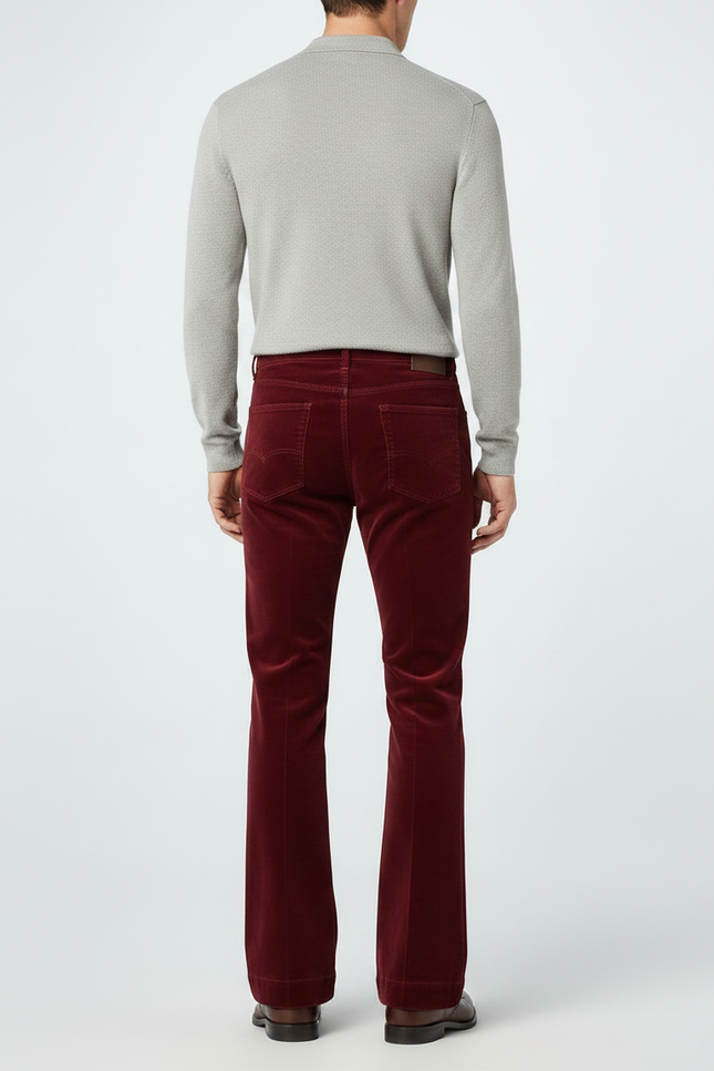 Pantalon Velour Patte D'eph Homme - Bordeaux Cordé - vue 2