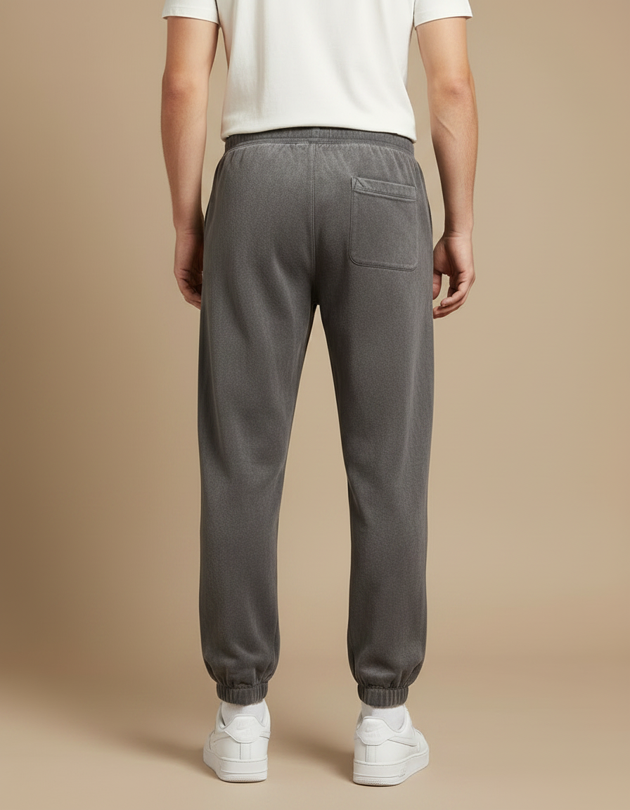 Pantalon Velours Gris Délavé Ample Sport Décontracté - Molleton - vue 2