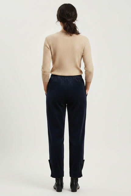 Pantalon Velours Bleu Marine Côtelé Ample Décontracté - Cordé - vue 2