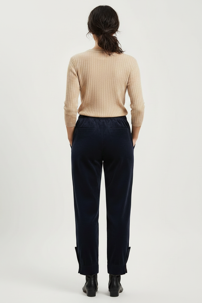 Pantalon Velours Bleu Marine Côtelé Ample Décontracté - Cordé - vue 2