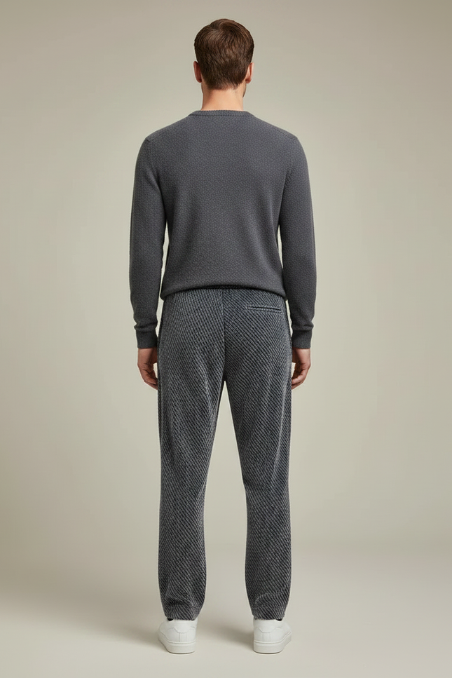 Pantalon Velours Gris Rayé Décontracté Homme - vue 2