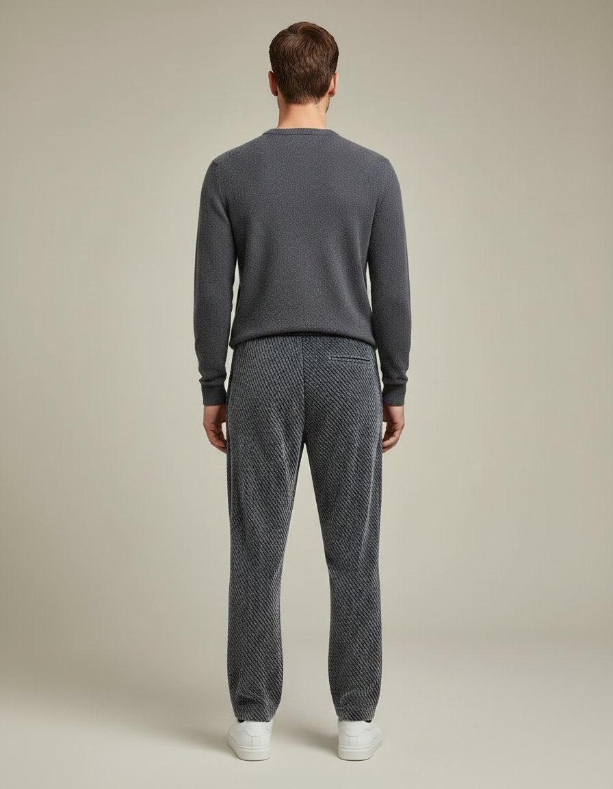 Pantalon Velours Gris Rayé Décontracté Homme - vue 2