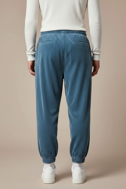 Pantalon Velours Bleu Canard - Cordé - vue 2