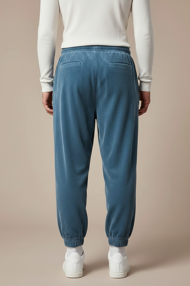 Pantalon Velours Bleu Canard - Cordé - vue 2