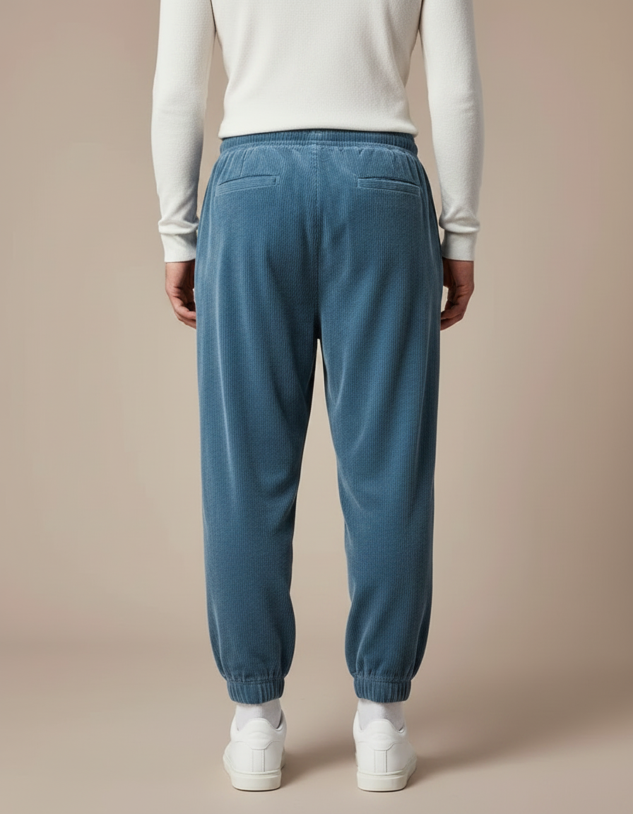 Pantalon Velours Bleu Canard - Cordé - vue 2
