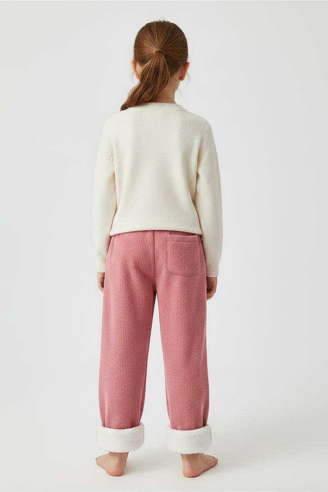 Pantalon Velours Côtelé Rose Doublé Chaud Enfant - vue 2
