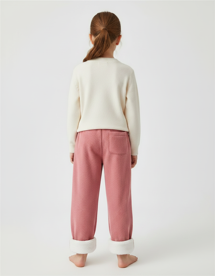 Pantalon Velours Côtelé Rose Doublé Chaud Enfant - vue 2