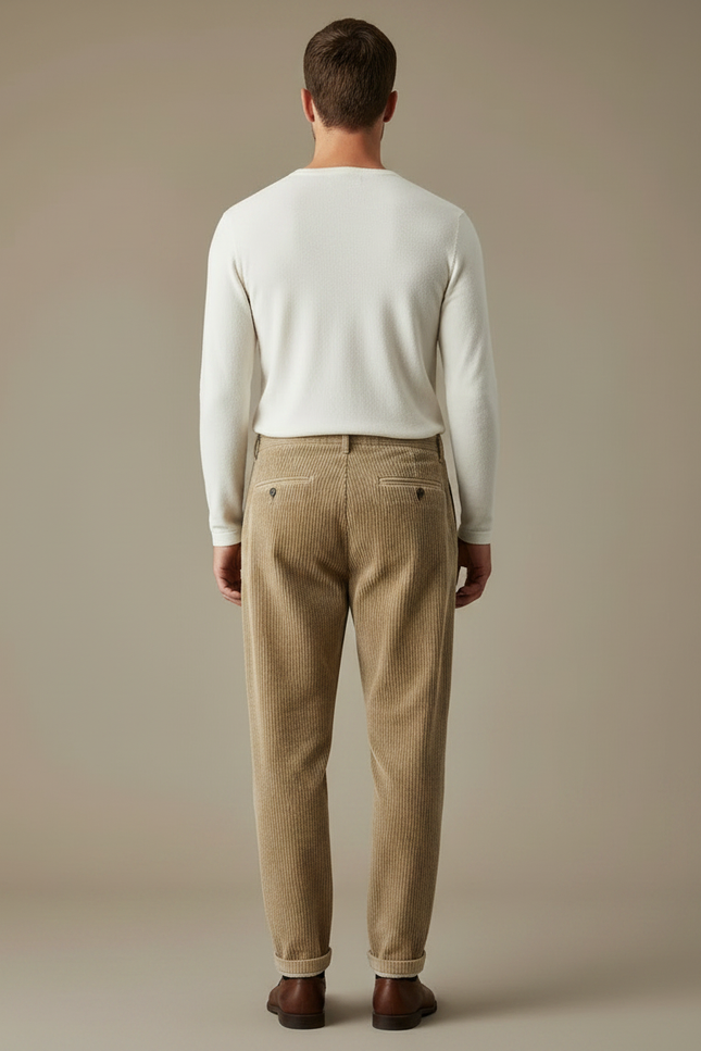 Pantalon Velours Côtelé Homme Beige Décontracté Ample - Cordé - vue 2