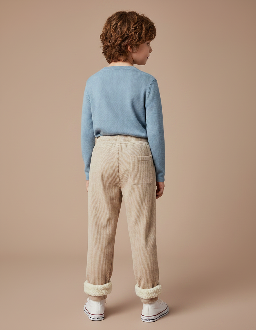 Pantalon Velours Côtelé Beige Doublé Chaud Enfant - Cordé - vue 2