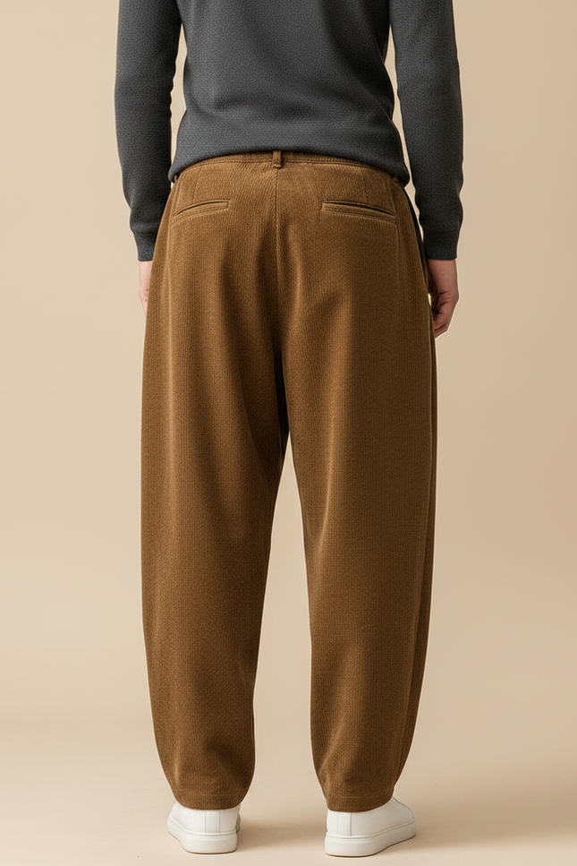 Pantalon Velour Oversize - Marron Cordé - vue 2
