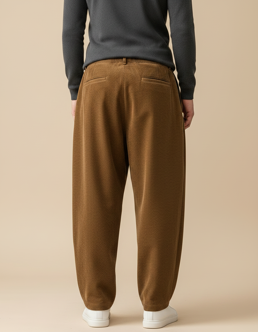 Pantalon Velour Oversize - Marron Cordé - vue 2
