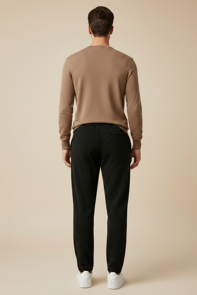 Pantalon Velours Noir Chiné Ample Décontracté Homme - Maille - vue 2
