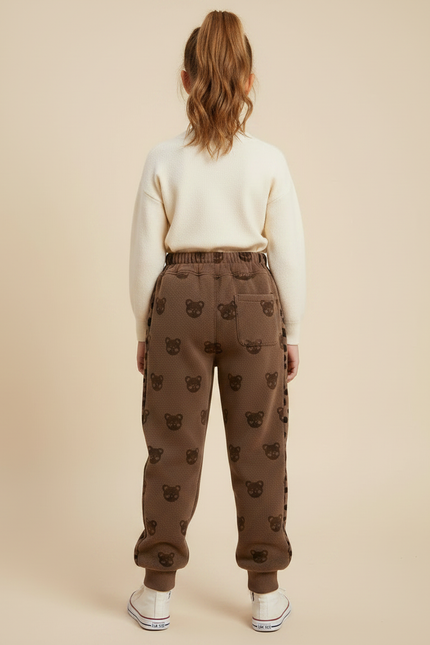 Pantalon Velours Marron Ours Chaud Enfant - Molleton - vue 2