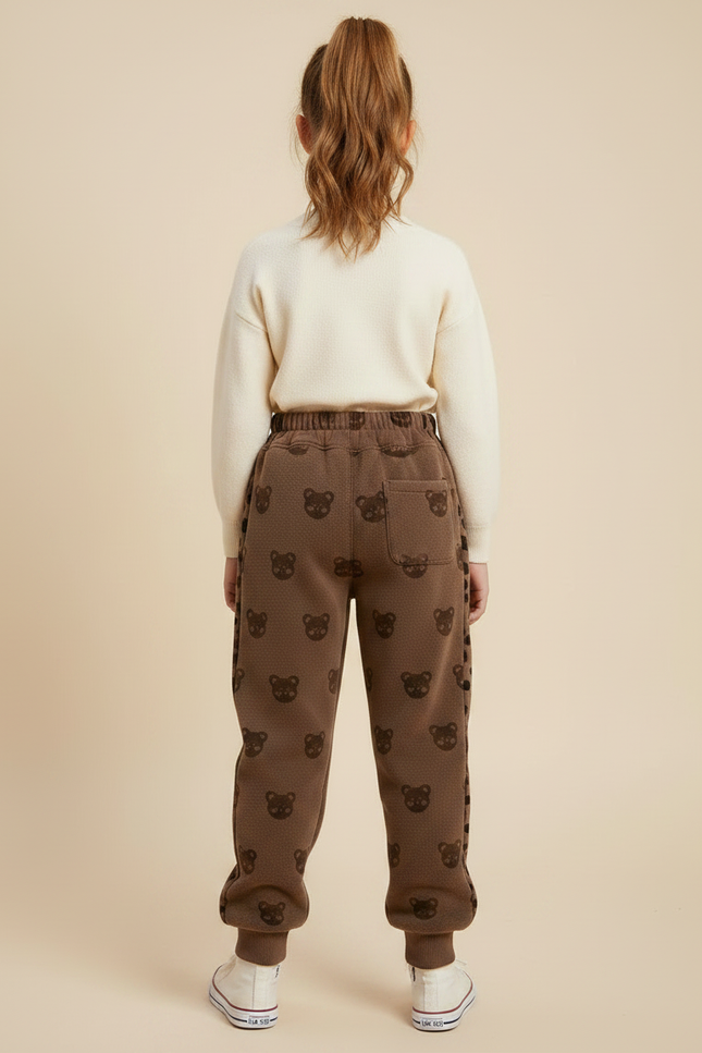 Pantalon Velours Marron Ours Chaud Enfant - Molleton - vue 2