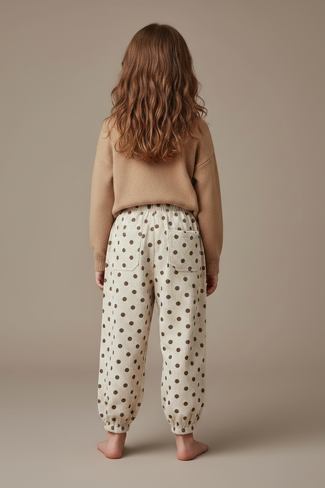 Pantalon Velours Imprimé Pois Ample Enfant Fille - Cordé - vue 2