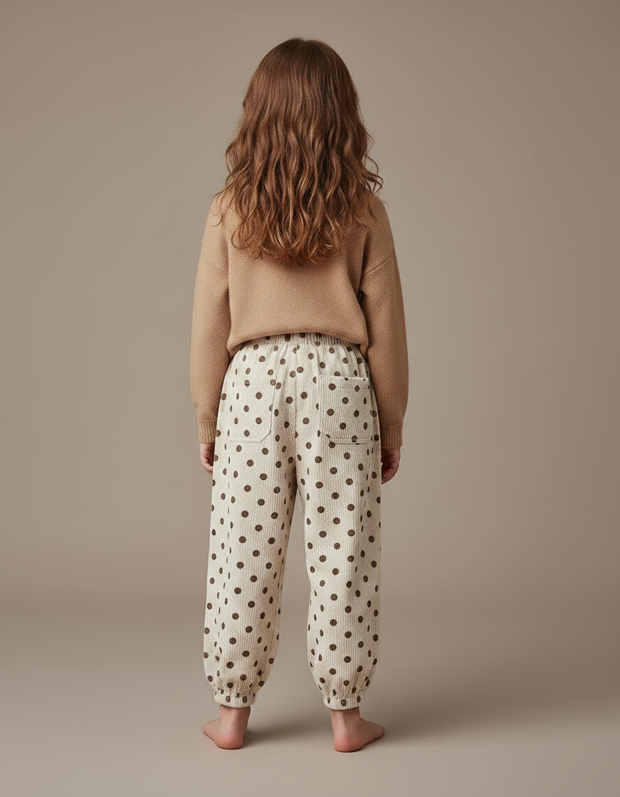 Pantalon Velours Imprimé Pois Ample Enfant Fille - Cordé - vue 2