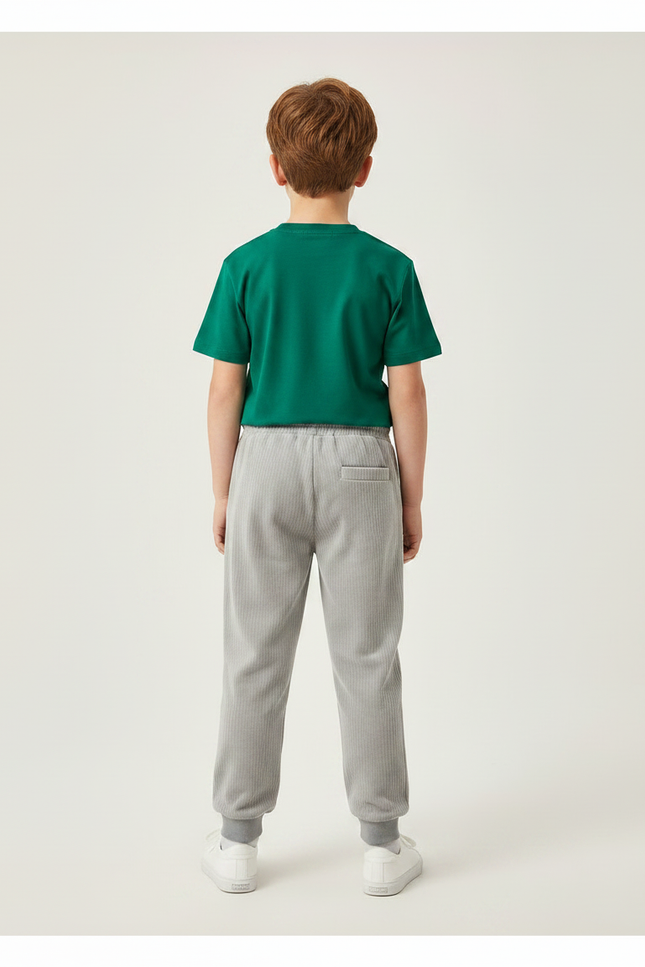 Pantalon Velours Côtelé Gris Confortable Enfant - Cordé - vue 2