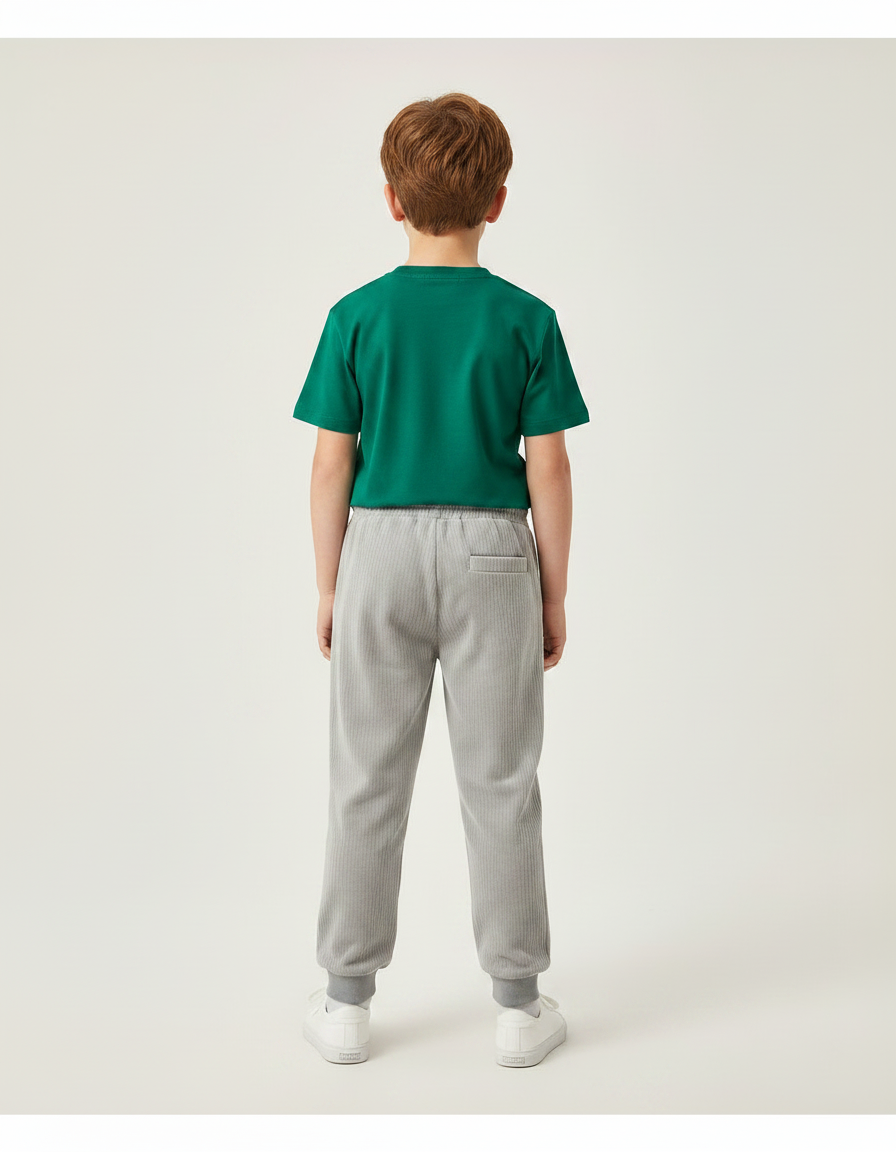 Pantalon Velours Côtelé Gris Confortable Enfant - Cordé - vue 2