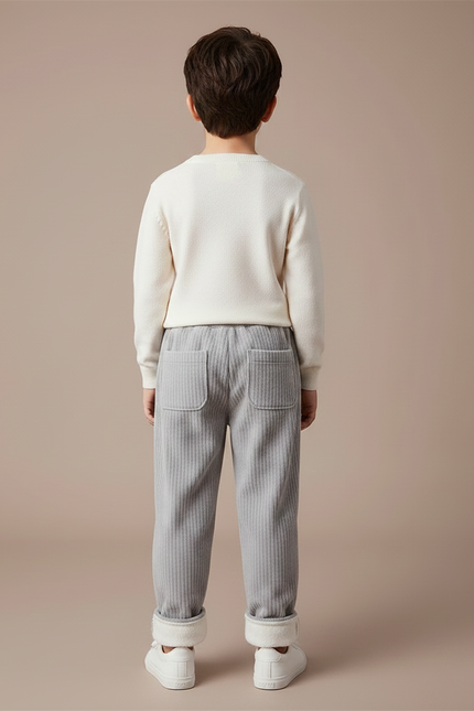 Pantalon Velours Côtelé Gris Enfant Doublé Chaud - vue 2