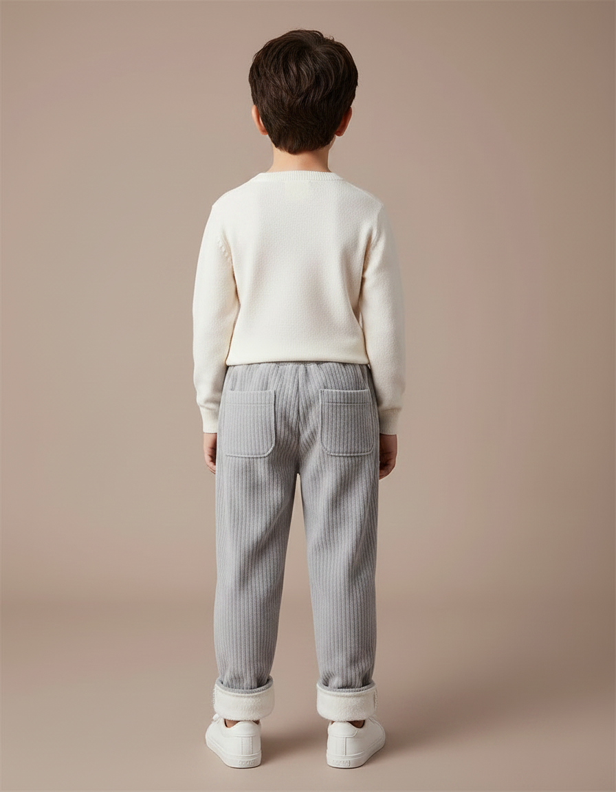 Pantalon Velours Côtelé Gris Enfant Doublé Chaud - vue 2
