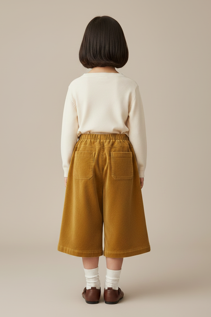 Pantalon Velours Enfant Ample Plissé Marron Chaud - vue 2