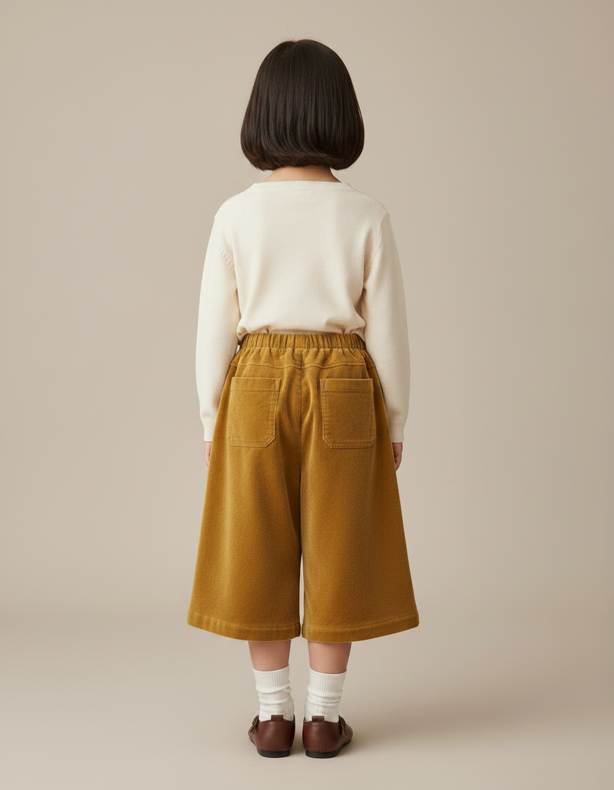 Pantalon Velours Enfant Ample Plissé Marron Chaud - vue 2