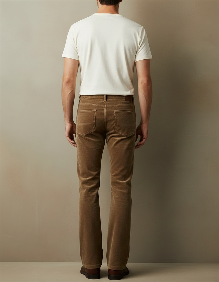 Pantalon Velours Bootcut Homme - Camel Cordé - vue 2