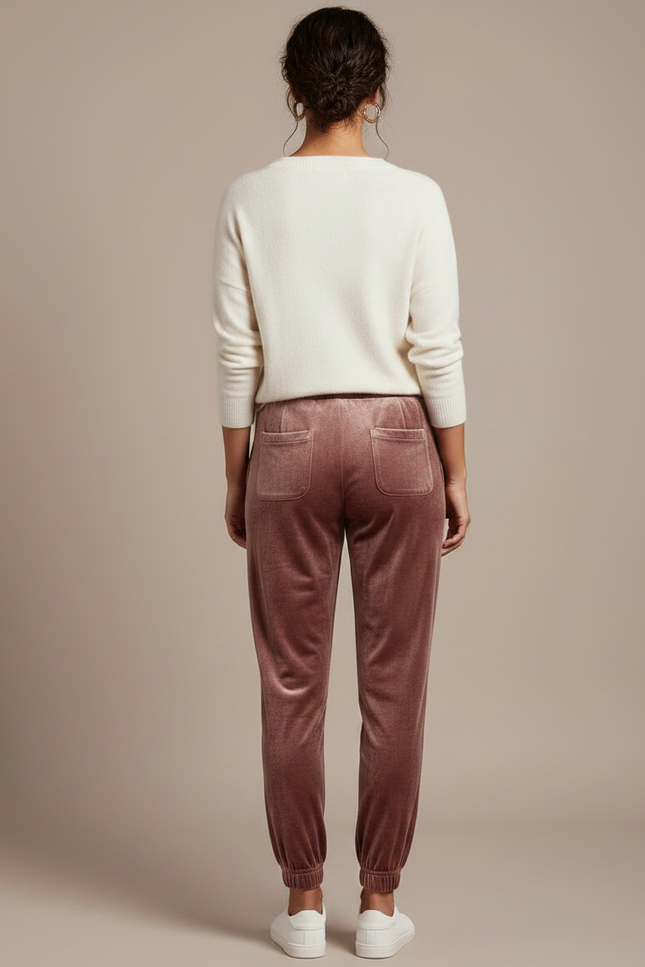 Pantalon Velours Rose Jogger Confortable Femme - vue 2