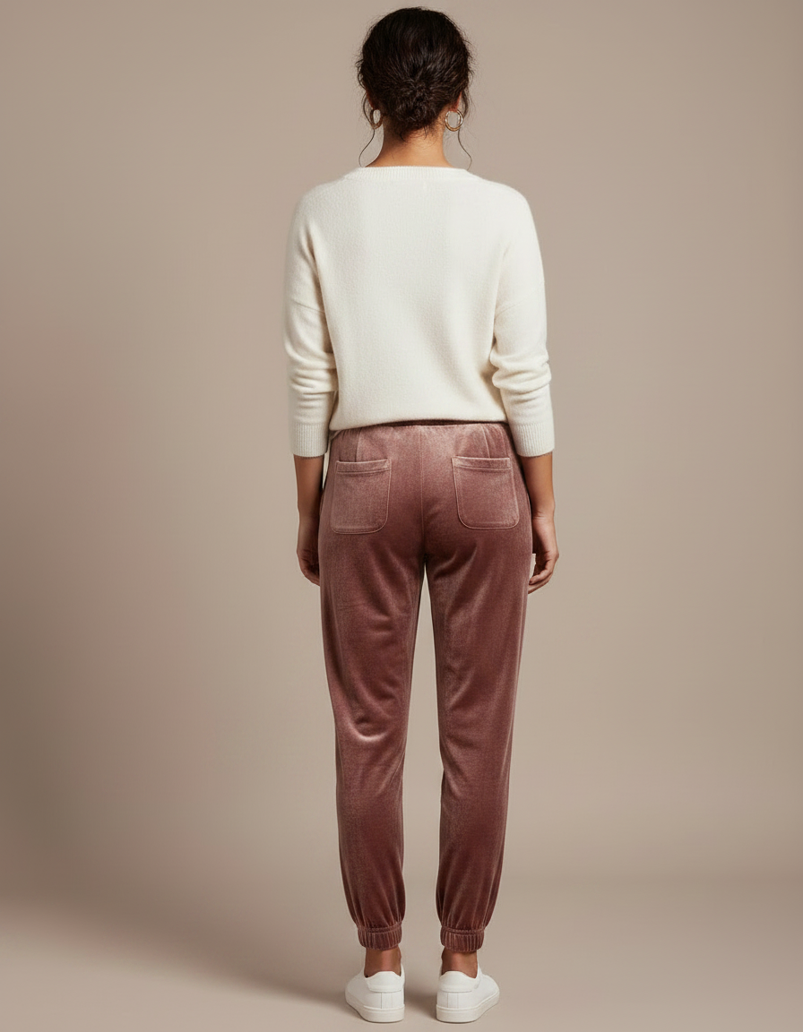 Pantalon Velours Rose Jogger Confortable Femme - vue 2