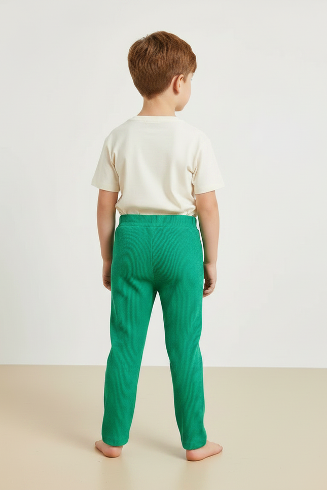 Pantalon Velours Vert Côtelé Enfant Confortable - Cordé - vue 2