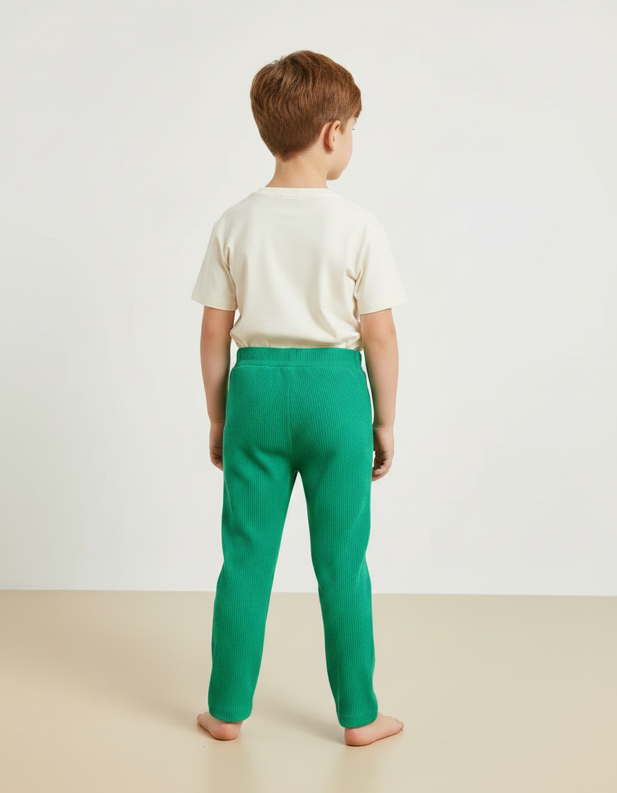 Pantalon Velours Vert Côtelé Enfant Confortable - Cordé - vue 2
