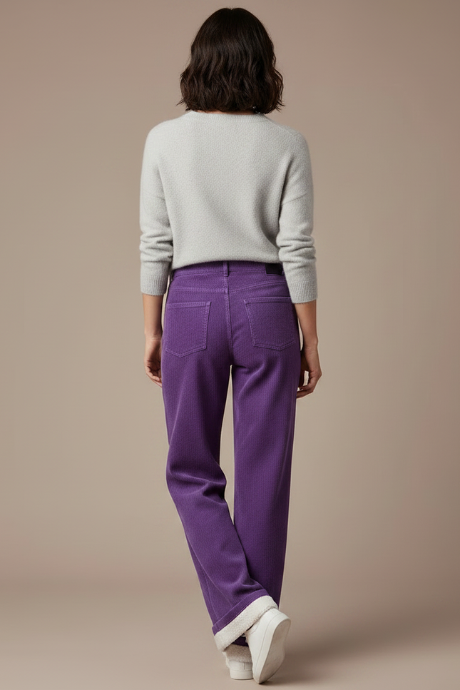 Pantalon Velours Côtelé Violet Large Confortable Femme - Cordé - vue 2