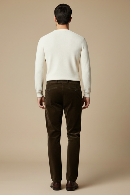 Pantalon Velours Chocolat - Marron Cordé - vue 2