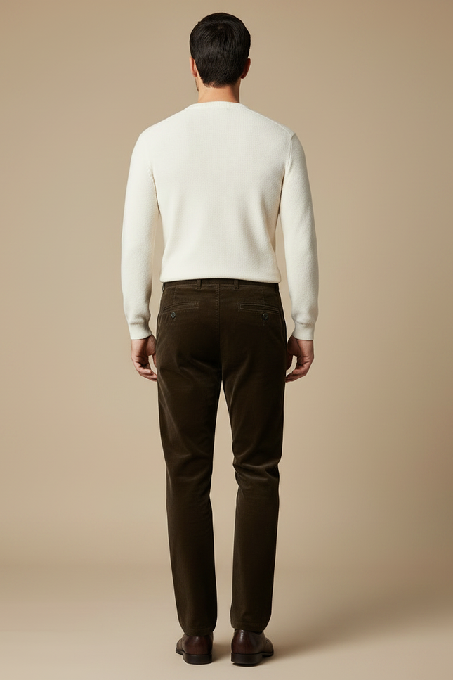 Pantalon Velours Chocolat - Marron Cordé - vue 2