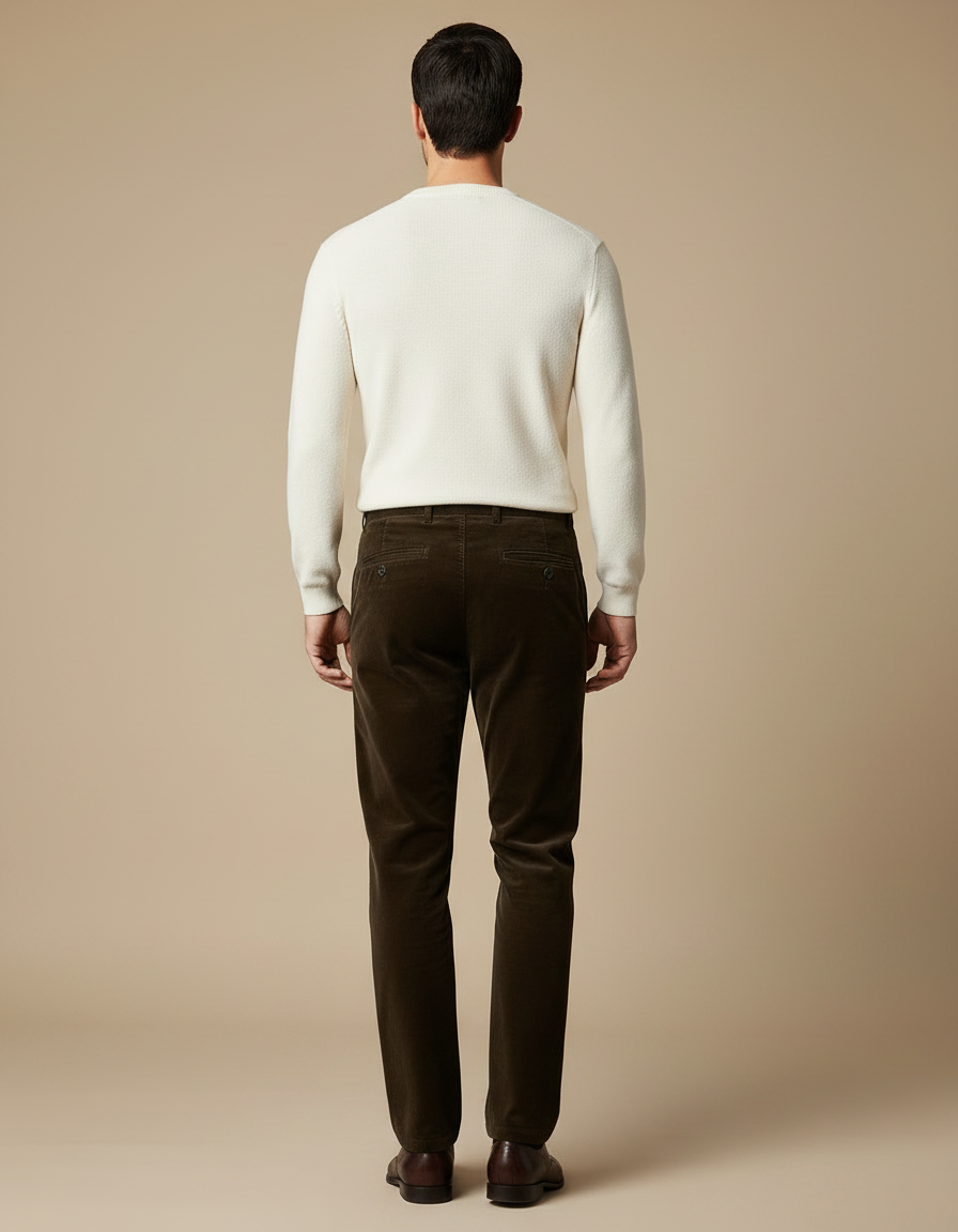 Pantalon Velours Chocolat - Marron Cordé - vue 2