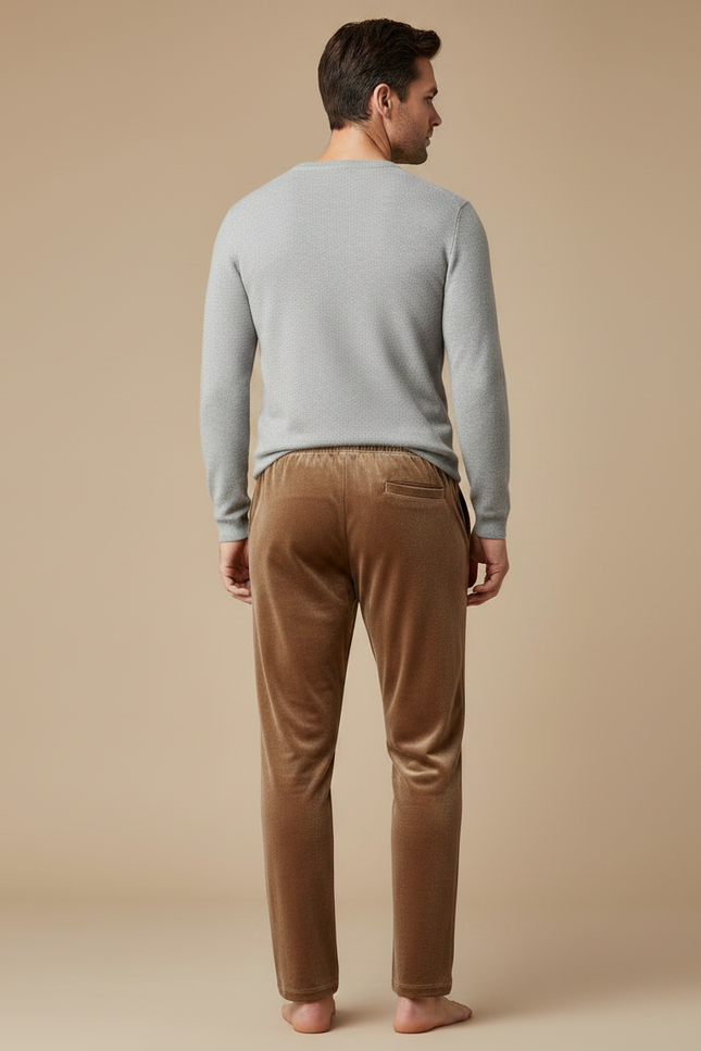 Pantalon Velours Marron Ample Doux Homme - Camel - vue 2