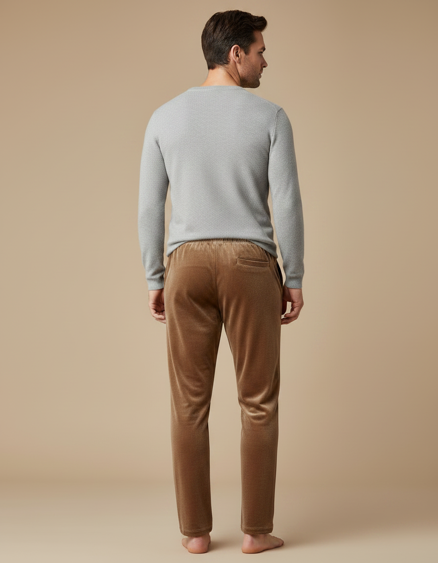 Pantalon Velours Marron Ample Doux Homme - Camel - vue 2