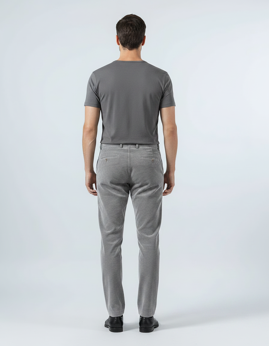 Pantalon Velours Elasthanne Homme - Gris Cordé - vue 2