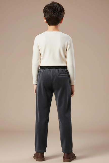 Pantalon Velours Gris Côtelé Droit Ample Enfant - Cordé - vue 2
