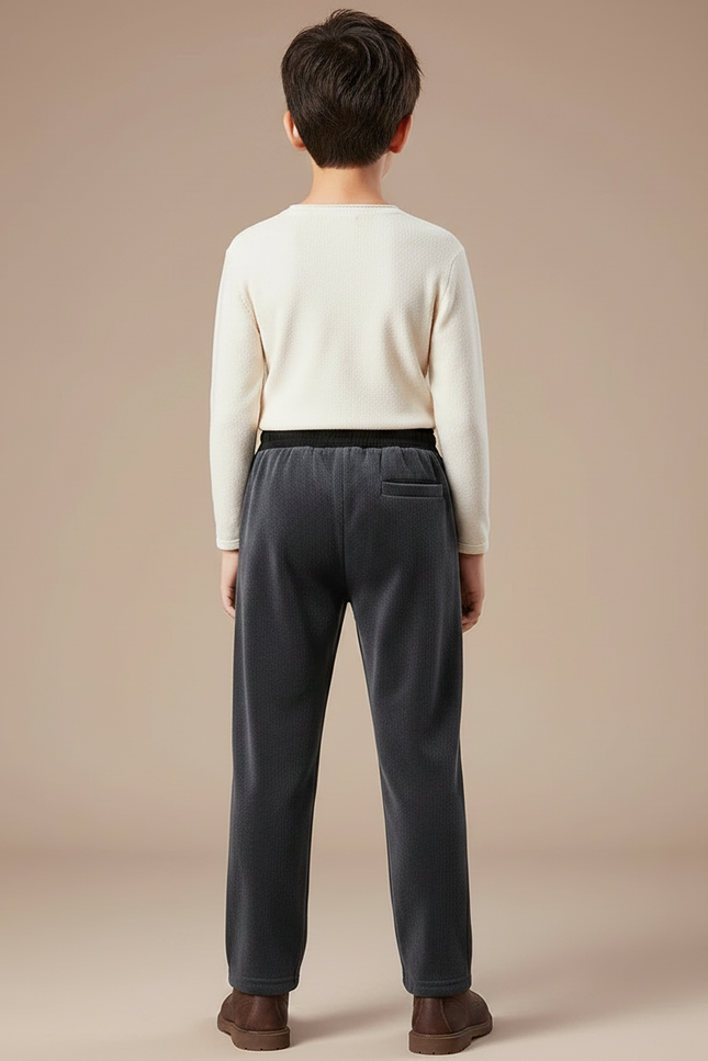 Pantalon Velours Gris Côtelé Droit Ample Enfant - Cordé - vue 2