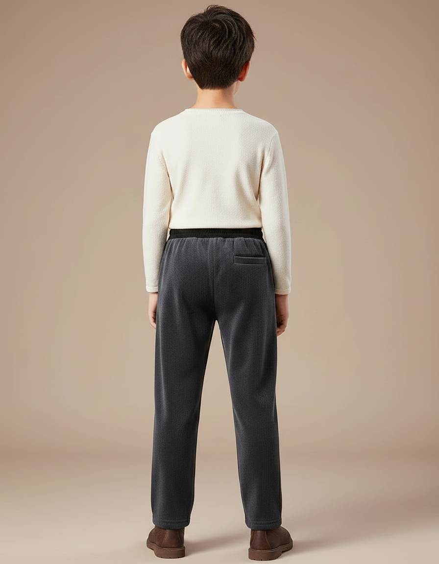 Pantalon Velours Gris Côtelé Droit Ample Enfant - Cordé - vue 2