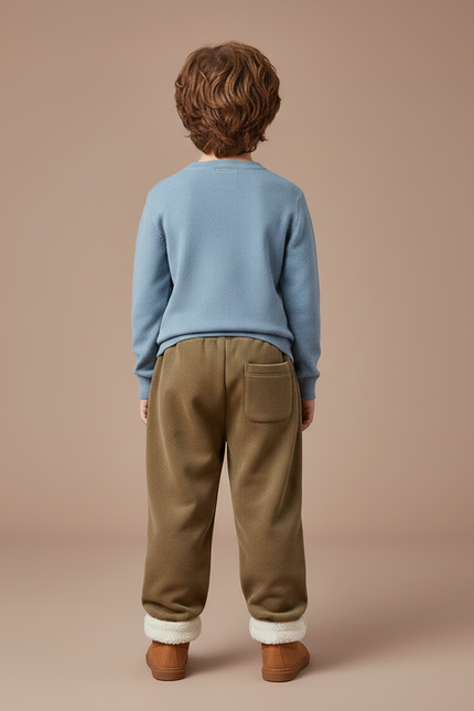 Pantalon Velours Marron Doublé Sherpa Ample Confortable Enfant - vue 2
