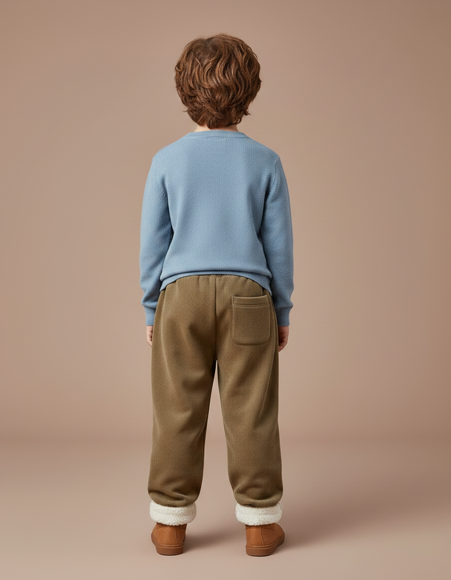 Pantalon Velours Marron Doublé Sherpa Ample Confortable Enfant - vue 2