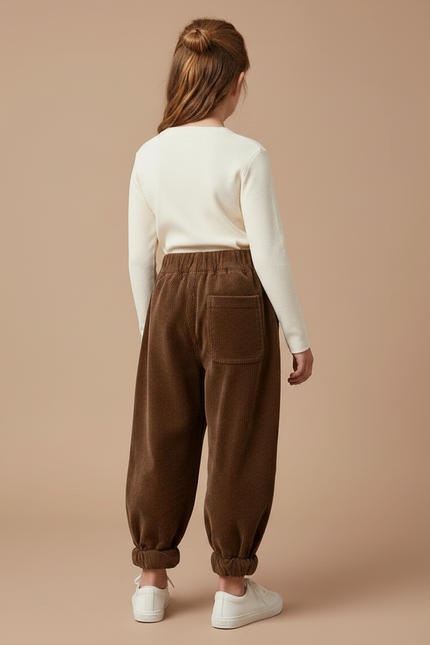 Pantalon Velours Marron Côtelé Ample Enfant - Cordé - vue 2
