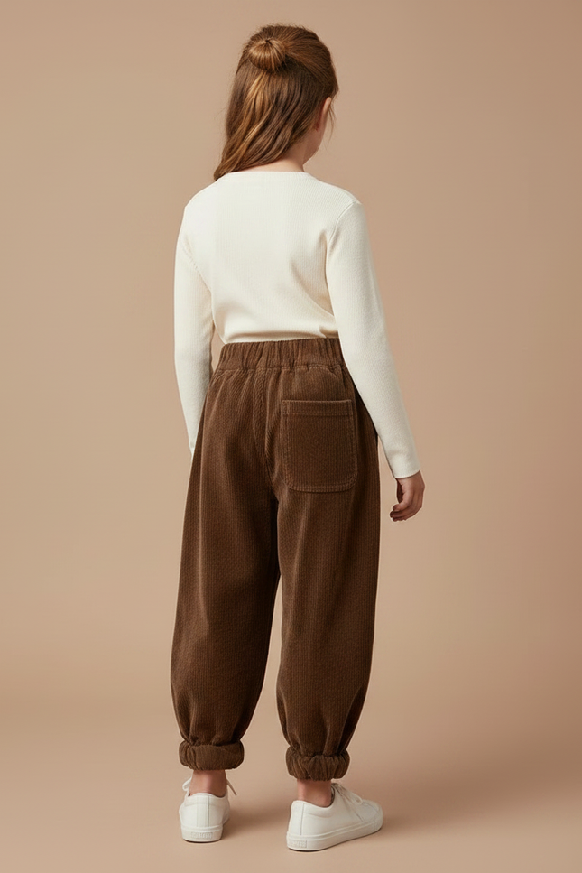Pantalon Velours Marron Côtelé Ample Enfant - Cordé - vue 2