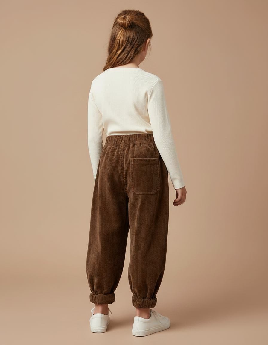 Pantalon Velours Marron Côtelé Ample Enfant - Cordé - vue 2