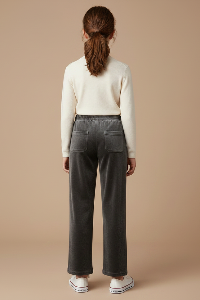 Pantalon Velours Gris Droit Ample Décontracté Enfant - vue 2