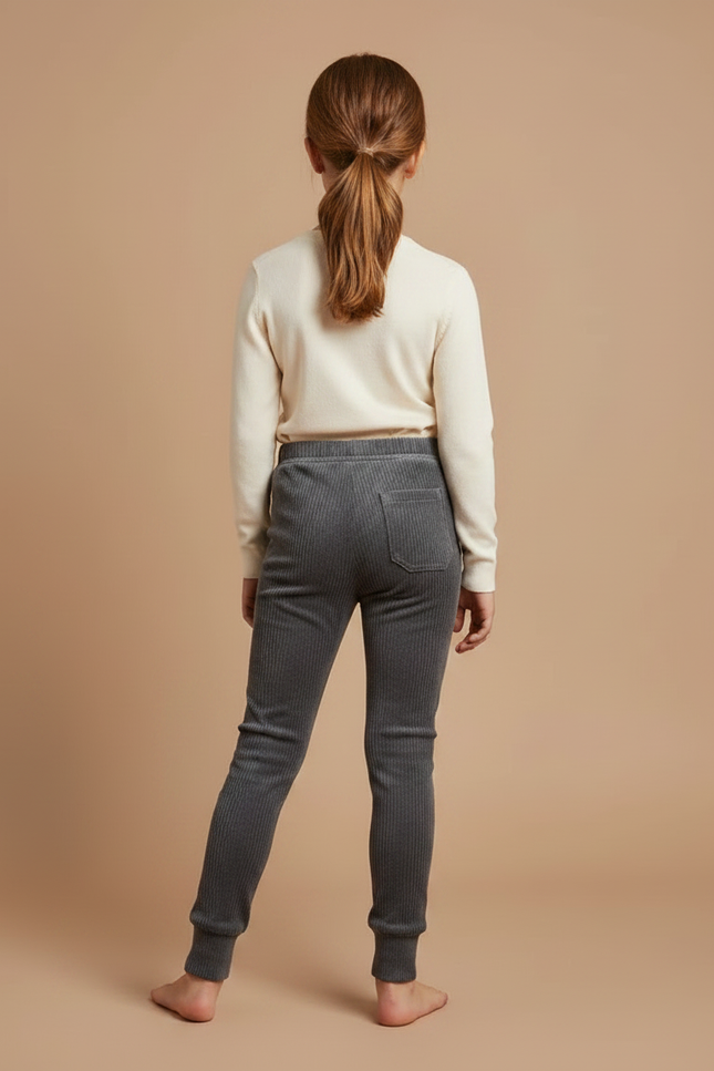 Pantalon Velours Côtelé Gris Enfant Confortable - Cordé - vue 2