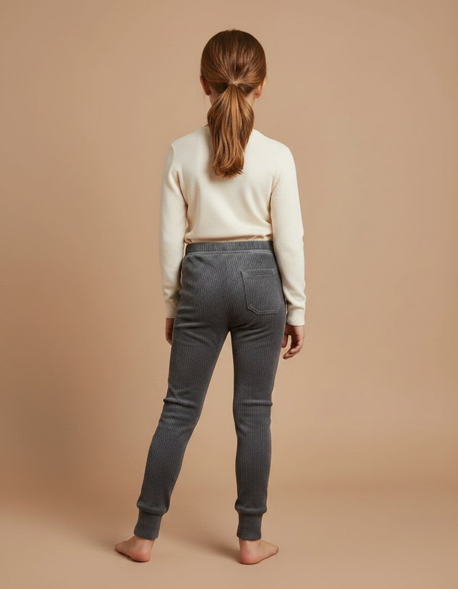 Pantalon Velours Côtelé Gris Enfant Confortable - Cordé - vue 2