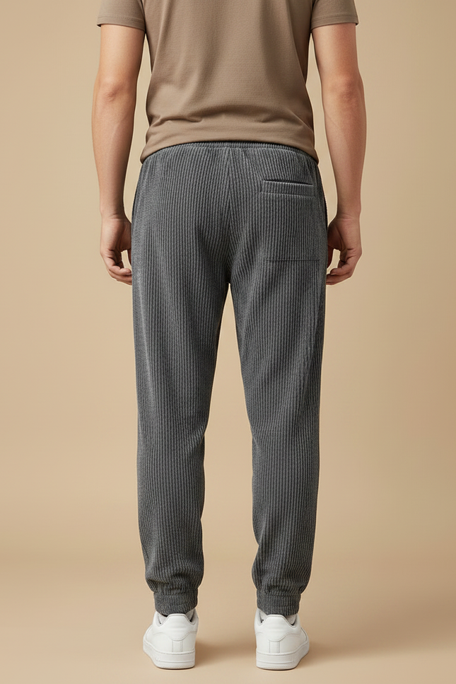 Pantalon Velours Côtelé Gris Jogger Homme Décontracté - vue 2